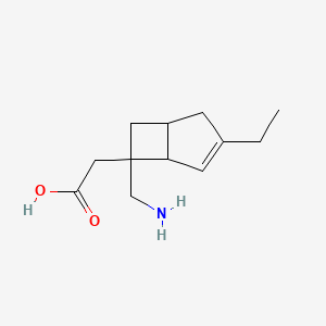 molecular formula C12H19NO2 B8679054 [6-Aminomethyl-3-ethylbicyclo[3.2.0]hept-3-en-6-yl]acetic acid 