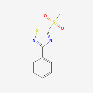molecular formula C9H8N2O2S2 B8679611 3-Phenyl-5-methanesulphonyl-1,2,4-thiadiazole 