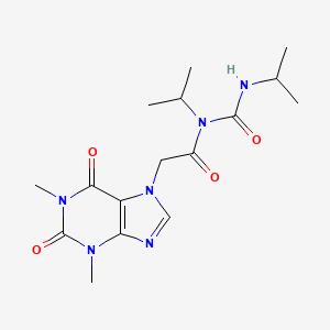 molecular formula C16H24N6O4 B8679782 1,3-Diisopropyl-1-[2-(1,3-dimethyl-2,6-dioxo-1,2,3,6-tetrahydro-purin-7-yl)-acetyl]-urea 