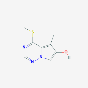 molecular formula C8H9N3OS B8679845 5-Methyl-4-methylsulfanylpyrrolo[2,1-f][1,2,4]triazin-6-ol CAS No. 651744-23-9