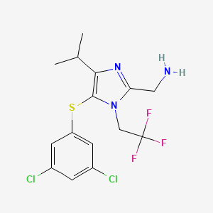 molecular formula C15H16Cl2F3N3S B8680203 2-Aminomethyl-5-(3,5-dichlorophenylthio)-4-isopropyl-1-(2,2,2-trifluoroethyl)-1H-imidazole CAS No. 178979-67-4