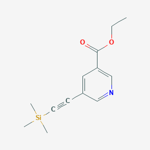 molecular formula C13H17NO2Si B8680489 Ethyl 5-((trimethylsilyl)ethynyl)nicotinate 