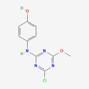 molecular formula C10H9ClN4O2 B8680576 4-[(4-Chloro-6-methoxy-1,3,5-triazin-2-yl)amino]phenol CAS No. 648898-34-4