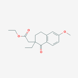 molecular formula C17H22O4 B8680730 Ethyl 2-(2-ethyl-6-methoxy-1-oxo-1,2,3,4-tetrahydronaphthalen-2-yl)acetate 