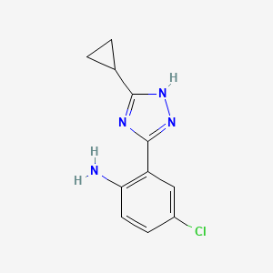 molecular formula C11H11ClN4 B8680886 4-chloro-2-(3-cyclopropyl-1H-1,2,4-triazol-5-yl)aniline 