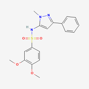 molecular formula C18H19N3O4S B8680893 3,4-Dimethoxy-N-[1-methyl-3-phenyl-pyrazol-5-yl]benzenesulfonamide 