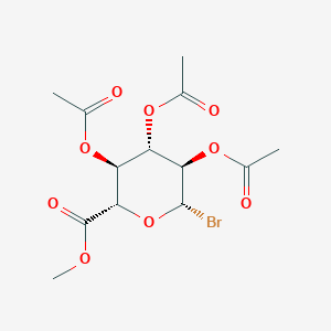 molecular formula C13H17BrO9 B8680899 (2S,3R,4S,5S,6S)-2-Bromo-6-(methoxycarbonyl)tetrahydro-2H-pyran-3,4,5-triyl triacetate 