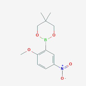 molecular formula C12H16BNO5 B8681125 2-(2-Methoxy-5-nitrophenyl)-5,5-dimethyl-1,3,2-dioxaborinane 
