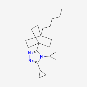 molecular formula C21H33N3 B8681135 3,4-dicyclopropyl-5-(4-pentylbicyclo[2.2.2]oct-1-yl)-4H-1,2,4-triazole CAS No. 801267-79-8
