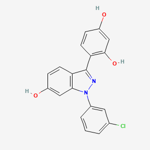 molecular formula C19H13ClN2O3 B8681408 4-[1-(3-chlorophenyl)-6-hydroxy-1H-indazol-3-yl]benzene-1,3-diol CAS No. 680610-81-5