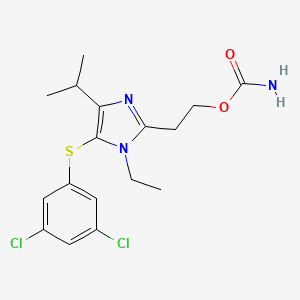 molecular formula C17H21Cl2N3O2S B8681580 1H-Imidazole-2-ethanol, 5-((3,5-dichlorophenyl)thio)-1-ethyl-4-(1-methylethyl)-, carbamate (ester) CAS No. 178980-31-9