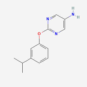 molecular formula C13H15N3O B8681634 2-{[3-(1-Methylethyl)phenyl]oxy}-5-pyrimidinamine 