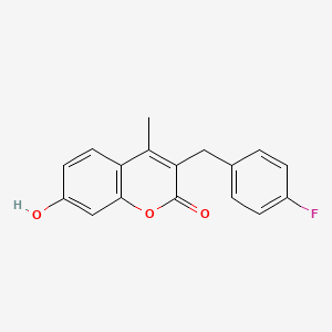 molecular formula C17H13FO3 B8681818 3-(4-fluorobenzyl)-7-hydroxy-4-methyl-2H-chromen-2-one 