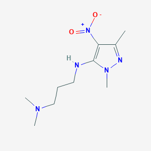 molecular formula C10H19N5O2 B8682277 N-(2,5-dimethyl-4-nitro-2H-pyrazol-3-yl)-N',N'-dimethylpropane-1,3-diamine 