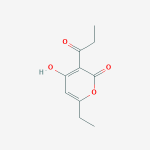 molecular formula C10H12O4 B8682313 6-Ethyl-4-hydroxy-3-propanoyl-2H-pyran-2-one CAS No. 52852-46-7
