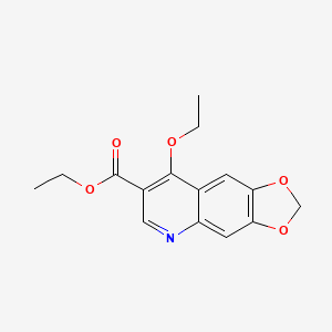 molecular formula C15H15NO5 B8682592 Ethyl 8-ethoxy-2H-[1,3]dioxolo[4,5-G]quinoline-7-carboxylate CAS No. 33331-61-2