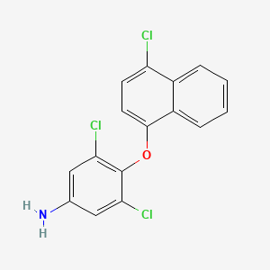 molecular formula C16H10Cl3NO B8682828 3,5-Dichloro-4-[(4-chloronaphthalen-1-yl)oxy]aniline CAS No. 60963-41-9