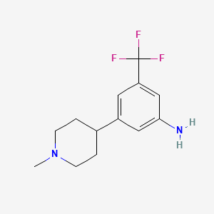 molecular formula C13H17F3N2 B8682946 3-(1-Methylpiperidin-4-yl)-5-(trifluoromethyl)aniline 