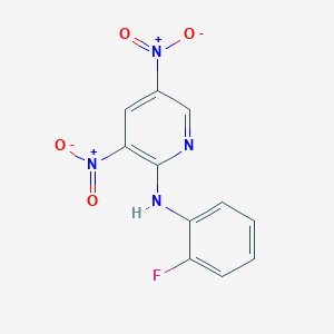 molecular formula C11H7FN4O4 B8683233 N-(2-Fluorophenyl)-3,5-dinitropyridin-2-amine CAS No. 61963-91-5