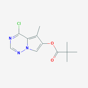 molecular formula C12H14ClN3O2 B8683254 4-Chloro-5-methylpyrrolo[2,1-f][1,2,4]triazin-6-yl pivalate 