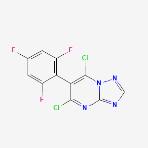 molecular formula C11H3Cl2F3N4 B8683353 [1,2,4]Triazolo[1,5-a]pyrimidine, 5,7-dichloro-6-(2,4,6-trifluorophenyl)- CAS No. 214707-02-5