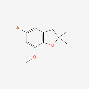 molecular formula C11H13BrO2 B8683448 5-Bromo-7-methoxy-2,2-dimethyl-2,3-dihydro-1-benzofuran 