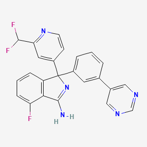 molecular formula C24H16F3N5 B8683575 1-(2-(Difluoromethyl)pyridin-4-yl)-4-fluoro-1-(3-(pyrimidin-5-yl)phenyl)-1H-isoindol-3-amine 