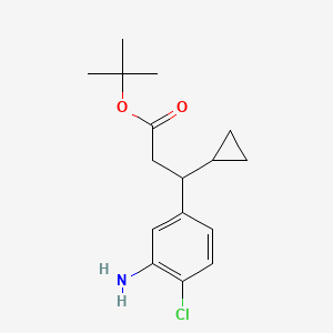 molecular formula C16H22ClNO2 B8683787 Tert-butyl 3-(3-amino-4-chlorophenyl)-3-cyclopropylpropanoate 