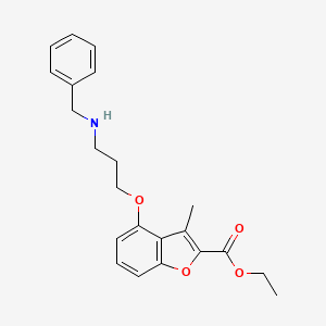 molecular formula C22H25NO4 B8684180 Ethyl 3-methyl-4-{3-[benzylamino]propoxy}benzo[d]furan-2-carboxylate 