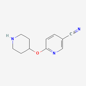 molecular formula C11H13N3O B8684446 4-(5-Cyano,2-pyridinoxy)piperidine 