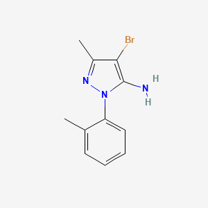 molecular formula C11H12BrN3 B8685044 4-Bromo-3-methyl-1-(2-methylphenyl)-1H-pyrazol-5-amine 