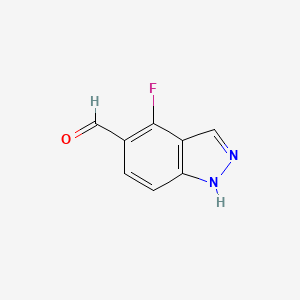 molecular formula C8H5FN2O B8685292 4-fluoro-1H-indazole-5-carbaldehyde 