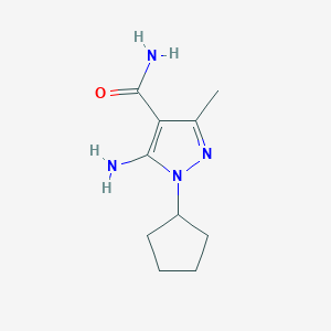 molecular formula C10H16N4O B8685356 5-amino-1-cyclopentyl-3-methyl-1H-pyrazole-4-carboxamide 
