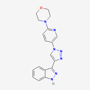 molecular formula C18H17N7O B8685465 3-[1-(6-morpholin-4-ylpyridin-3-yl)-1H-1,2,3-triazol-4-yl]-1H-indazole 