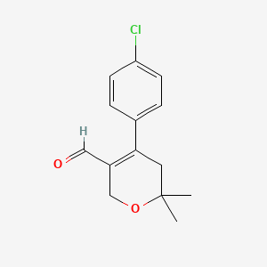 molecular formula C14H15ClO2 B8685495 4-(4-Chlorophenyl)-6,6-dimethyl-5,6-dihydro-2h-pyran-3-carbaldehyde 