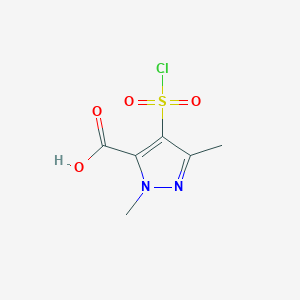 molecular formula C6H7ClN2O4S B8685546 4-(Chlorosulfonyl)-1,3-dimethyl-1H-pyrazole-5-carboxylic acid CAS No. 88398-44-1