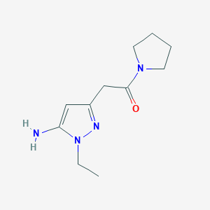 molecular formula C11H18N4O B8685686 1-ethyl-3-[2-oxo-2-(1-pyrrolidinyl)ethyl]-1H-pyrazol-5-amine 