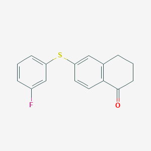 molecular formula C16H13FOS B8685984 6-((3-Fluorophenyl)thio)-3,4-dihydronaphthalen-1(2H)-one 