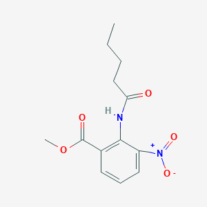 molecular formula C13H16N2O5 B8686050 Methyl 3-nitro-2-(pentanoylamino)benzoate CAS No. 136285-36-4