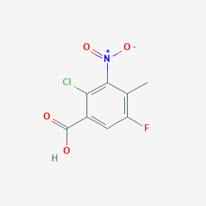 molecular formula C8H5ClFNO4 B8686096 2-Chloro-5-fluoro-4-methyl-3-nitro-benzoic acid 