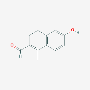 molecular formula C12H12O2 B8686128 6-Hydroxy-1-methyl-3,4-dihydronaphthalene-2-carbaldehyde 