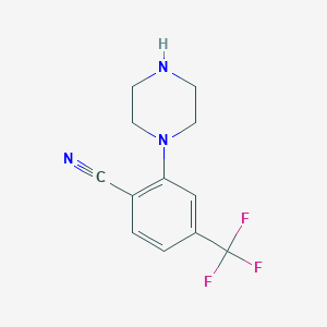 molecular formula C12H12F3N3 B8686163 2-(Piperazin-1-yl)-4-trifluoromethylbenzonitrile 