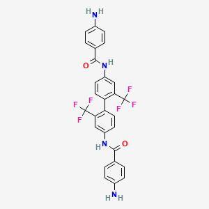 molecular formula C28H20F6N4O2 B8686263 N,N'-(2,2'-bis(trifluoromethyl)-[1,1'-biphenyl]-4,4'-diyl)bis(4-aminobenzamide) 