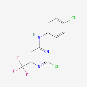 molecular formula C11H6Cl2F3N3 B8686280 (4-Chloro-phenyl)-(2-chloro-6-trifluoromethyl-pyrimidin-4-yl)-amine 