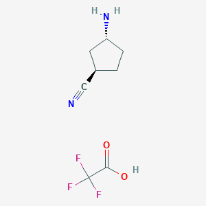 molecular formula C8H11F3N2O2 B8686317 (1R,3R)-3-aminocyclopentane-1-carbonitrile 2,2,2-trifluoroacetate 