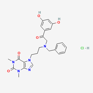 molecular formula C25H28ClN5O5 B8686321 7-(3-((2-(3,5-Dihydroxyphenyl)-2-oxoethyl)(phenylmethyl)amino)propyl)-3,7-dihydro-1,3-dimethyl-1H-purine-2,6-dione monohydrochloride CAS No. 40254-73-7