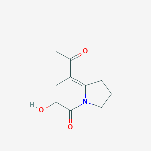 molecular formula C11H13NO3 B8686329 6-hydroxy-8-propionyl-2,3-dihydroindolizin-5-(1H)-one 