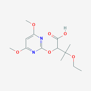 molecular formula C13H20N2O6 B8686466 2-((4,6-Dimethoxypyrimidin-2-yl)oxy)-3-ethoxy-3-methylbutanoic acid CAS No. 142411-87-8