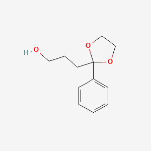 molecular formula C12H16O3 B8686585 2-(3-Hydroxypropyl)-2-phenyl-1,3-dioxolane 