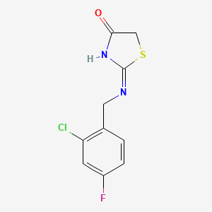 molecular formula C10H8ClFN2OS B8686641 2-{[(2-Chloro-4-fluorophenyl)methyl]amino}-1,3-thiazol-4(5H)-one CAS No. 879324-28-4
